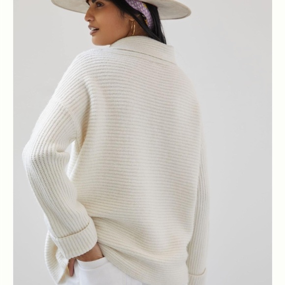 NWT Anthropologie Pilcro Cowl Neck Ivory Oversized Knit Sweater - Picture 4 of 12